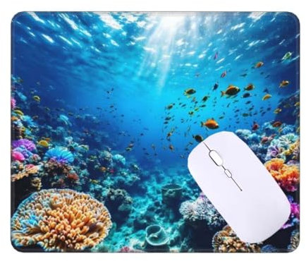 60x40 cm Mouse Mat, Small Mouse Pad Underwater World, Waterproof Gaming Mouse Pad, Mini Desk Mat With Anti-Slip Base, Stitched Edges Mousepad, Keyboard Mat, Mouse Mats for Desk, Office, Home T-3527