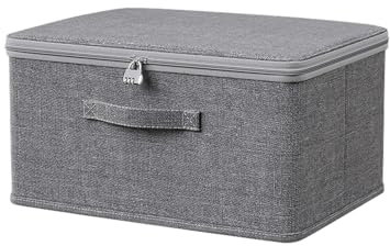 ACESOME Cationic Fabric Storage Box With Combination Lock and Lid - Closet Organizer for Clothes, Jeans, T-shirts, Quilts, Sweater (38 x 25.5 x 16 cm)