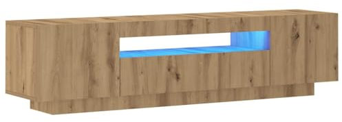 vidaXL TV-Schrank mit LED-Leuchten Artisan-Eiche 160x35x40 cm, TV-Möbel, TV-Board, Fernsehtisch, TV-Ständer, Fernsehschrank, Fernsehmöbel, TV-Konsole