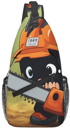 YYHWHJDE Cross Chest Bag Diagonally - Quality, Durable, and Spacious Shoulder Bag for Men and Women Cute Crying Chainsaw Prints, Black, One Size