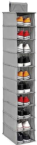 Foppla Étagère à chaussures à suspendre, 10 niveaux robuste en non-tissé à suspendre, étagère de rangement pliable pour chaussures, vêtements, chapeaux, sac à main pour la maison, la chambre à coucher