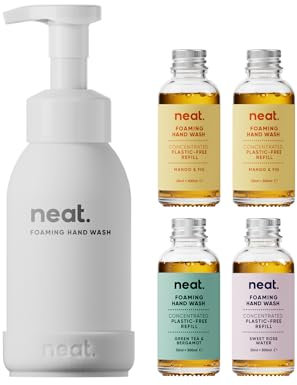 Neat Eco-Friendly Foaming Hand Wash (+ 4 Refills), Moisturising Foaming Hand Soap – Gentle, Sustainable Hand Wash Soap Set for Home & Office
