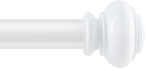 BellaHills Curtain Poles for Windows 25mm Single Curtain Rod with Classic Finials 76 to 150 cm, Adjustable Curtain Pole with Brackets Fittings Set for Living Room & Door, White