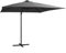 Homgoday Sombrilla voladiza Luces LED y Poste Acero Antracita 250x250 cm Sombrilla voladiza Parasol Excentrico, Sombrilla de Jardín Protección UV