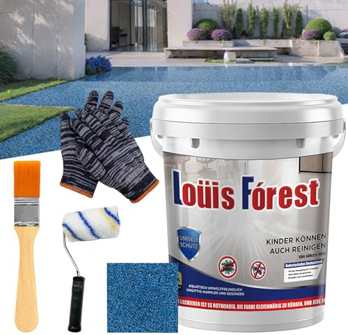 Vgpbphj Louis Forest Epoxy Floor Paint, High-Gloss Marble Effect Epoxy Floor Coating, Waterproof and Non-slip, Strong and Wear-Resistant, Safe and Environmentally Friendly (Sky Blue)