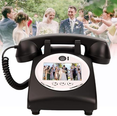 vanenferse Video Audio Guest Book Hochzeitstelefon, 1080p HD Video Retro Phone Gästebuch, 32 GB Bankettparty Gastsegen Video Für Eine Vielzahl Unvergesslicher Party -Anlässe