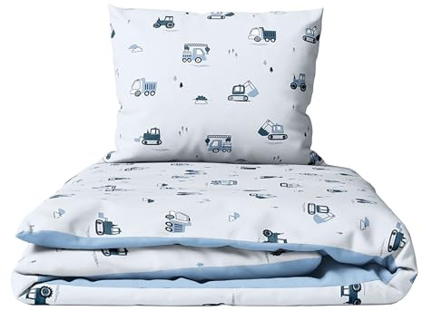 Baby Comfort 2 Piece Children Quilt Duvet & Pillow Set 80x70 cm 12M+ (Excavators)