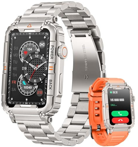 Orologio Smartwatch Uomo Fitness Orologi: 1.57 Quadrato Smart Watch con Chiamate Bluetooth Pressione Sanguigna SpO2 Monitoraggio del sonno 107 Modalità Sport Contapassi Compatibile IOS Android