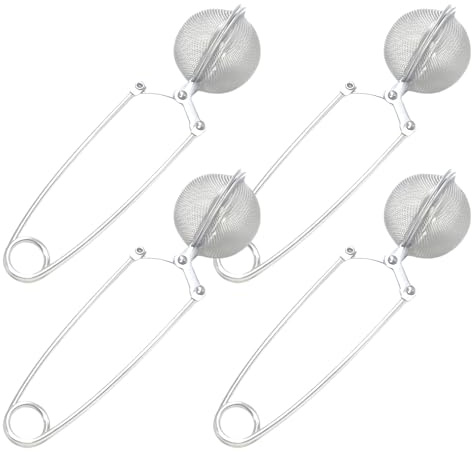 4 Pièces Infuseur Thé,Boule a the Filtre à Pince Boules,Epices Tea Ball Tamis de Inoxydable Acier Filtrante,Filtres Fine Handle Maille Pinces,Réutilisable Vrac Manche Strainer,pour Théière équipement
