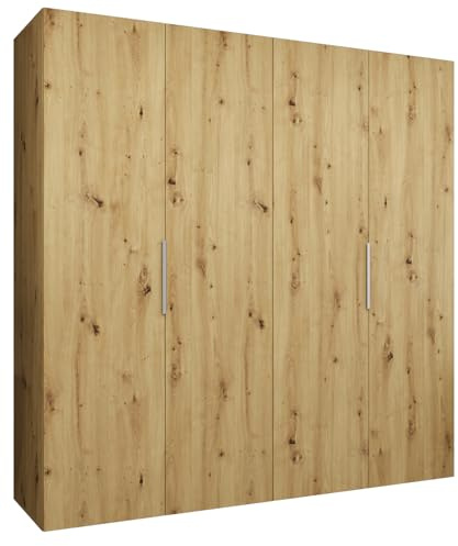 MEBLE KRYSPOL - Kleiderschrank - Drehtürenschrank - Schrank 200x202x52cm - Moderner Garderobenschrank Schlafzimmer, Flur, Jugendzimmer - Farbe Artisan Eiche, Griff Kaschmir - Marbella 1 200