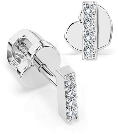 Diamant Ohrstecker Gold 585 mit 8 echten Diamanten 0.08 ct - Klassische Ohrringe für Damen & Mädchen - Echtschmuck als Geschenk