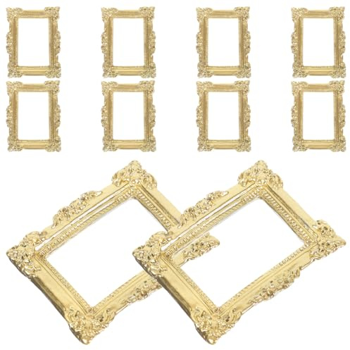Kleiner Bilderrahmen Selbstgemacht aus Kunstharz, Gold, 10 Stück, Vintage | Handyhüllen Dekor und Bastelarbeiten, Kompakte Fotorahmen mit Filigranen Kanten