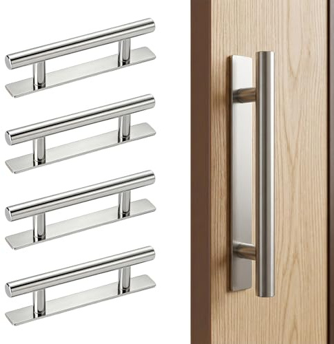 XRVRILE 4 Piezas Tiradores Armarios Adhesivos, Tirador Armario para Cocina y Muebles, Tiradores de Acero Inoxidable Plata, Tirador Puerta Armario Sin Taladrar