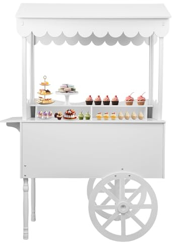 KTYHNPM Candy Cart Display Stand with Wheels for Parties 55.12 Lbs Freestanding Decorated Dessert Cart 46.06 x 22.05 x 70.08in Flower Display Stand for Display Sweets Desserts Snacks Plants