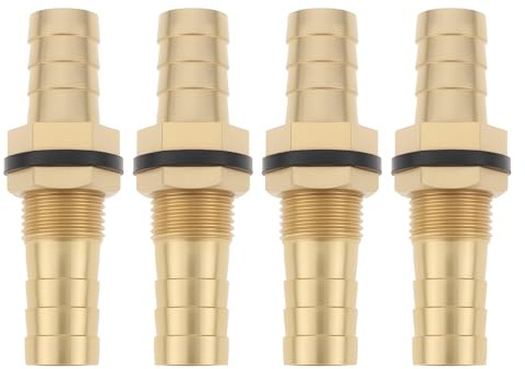 Briny River 4pcs 10mm Motorsport Bulkhead Barb Fitting Brass with Silicone Washer for Fuel Lines