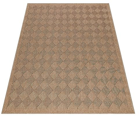 KADIMA DESIGN Outdoor Teppich Vintage Retro Wetterfest UV-Beständig Waschbar Strapazierfähig Langlebig Schwarz 200x290 cm Terrasse Balkon Fußbodenheizung geeignet | Jungfrau