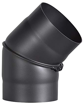 FireFix R150/B45 Ofenrohrbogen aus 2 mm starken Stahl (Rauchrohr) in 150 mm Durchmesser, für Kaminöfen und Feuerstellen, Senotherm, schwarz, 0-45 Grad verstellbar, ohne Reinigungstür
