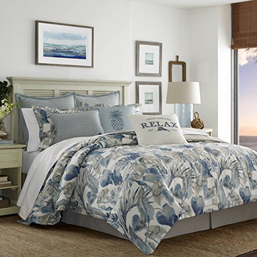 Tommy Bahama | Duvet Cover Set-100, Ultra-Soft & Breathable, All Season Premium Bedding, 100% Cotton, Blue/Grey, Full/Queen