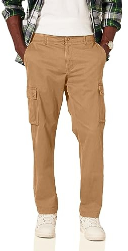 Amazon Essentials Men's Straight-Fit Stretch Cargo Pant (Available in Big & Tall), Dark Khaki Brown, 35W x 34L