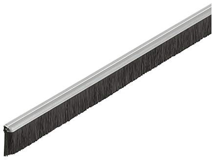 Gedotec Brosse de Bas de Porte | Coupe-Froid Isolant pour Porte Suspendue, de Garage ou Autre | Rail à Balai d’Isolation en Acier Galvanisé avec Brosse en Polyamide | Noir | 1 Pièce