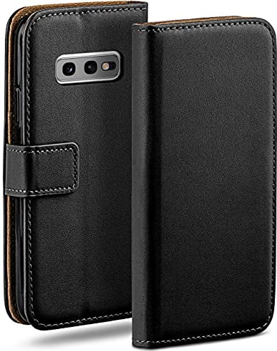 moex Book Case für Samsung Galaxy S10e Handyhülle mit Kartenfach, Hülle klappbar 360 Grad Schutzhülle, Klapphülle Flip Case Cover, PU Leder Handytasche Lederhülle, Schwarz