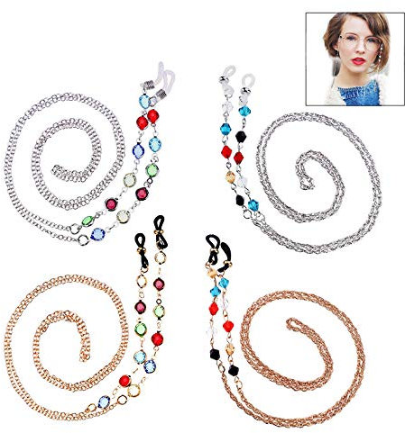 iwobi 4 Pezzi Cordino di Occhiali,Corda per Occhiali Regolabile Catena di Occhiali Portaocchiali