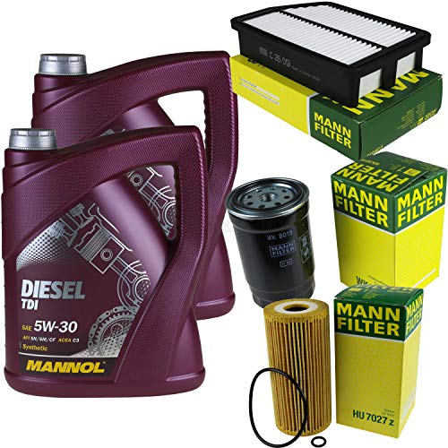 Filter Set Inspektionspaket 10 Liter MANNOL Motoröl Diesel TDI 5W-30 API SN/CF MANN-FILTER Luftfilter Ölfilter Kraftstofffilter
