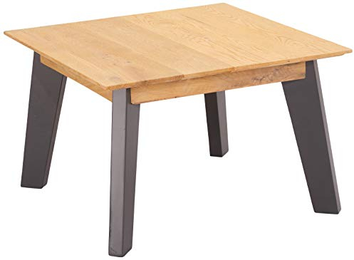 Ibbe Design Couchtisch Quadratisch Beistelltisch Natur Geölt Massiv Eiche Grau Lackiert Holz Wohnzimmer Tisch Sentosa, 70x70x45 cm