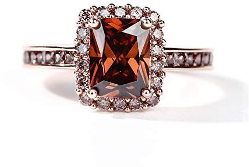 Jeulia 2.5 Karat Diamantring Frauen 925 Sterling Silber Smaragdschliff Ringe Kaffee Zirkonia CZ Verlobungsringe Jubiläumsversprechen Romantischer Schmuck Geschenkbox (50 (15.7))