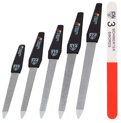 3 Swords Germany – Lime à ongles (5 pcs.) saphir metal manucure pédicure - qualité marque - Made in Germany