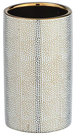 Wenko Nuria Oro/Bianco Portaspazzolino Spazzolino e dentifricio, Ceramica, Gold, 6 x 10 x 6 cm