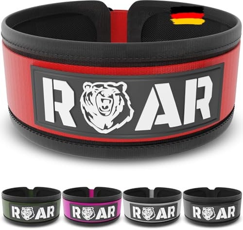 Roar® Gewichthebergürtel Herren und Damen, Lifting Belt for Gym, Powerlifting Gürtel Gewichtheben, Weightlifting Belt, Deadlift Belt, Crossfit Gürtel, Fitness Belt Men, Power Belt (Rot, XS)