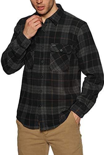 Brixton Herren Bowery Hemd mit Button-Down-Kragen, Schwarz/Dunkelgrau, XL