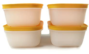 Tupperware Boîte Igloo 450 ML Blanc Orange (4) + Chiffon en Microfibre 10225