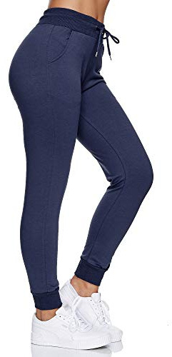 Smith & Solo Jogginghose Damen – Sporthose Frauen Baumwolle| Sweatpants Slim Fit Freizeithose Lang | Trainingshose Fitness High Waist – Jogger Laufhosen Modern Navy/S