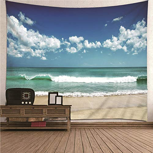 Aimsie Wandteppich, Meer Strand Wandtuch Für Die Wand Polyester Wall Tapestry Wanddeko Party Blau 240X220Cm