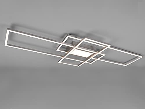 Große flache LED Deckenleuchte CANTA in 3 Stufen dimmbar, Silber matt