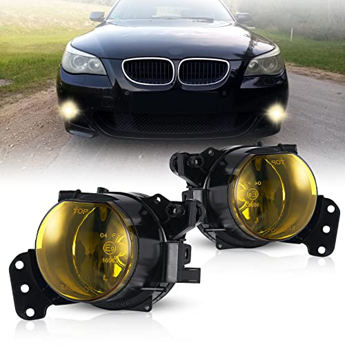 WISGOL Nebelscheinwerfer passt für BMW 5 Series (E60/E61) 2003 - 2010 For M-package bumper Ein Paar Nebelscheinwerfer gelbe Linse HB4/9006