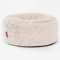 Lounge Pug Flauschiger Sitzsack Pouf 65 cm Rund, Weiß Kaninchen Kunstpelzstoff, Bequemer Sitzhocker oder Fußhocker, Sitzpouf