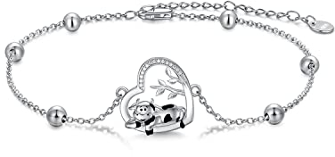 LONAGO Bracelet Vache Argent 925 Vache Mignonne avec Arbre Généalogique Bracelet Bijoux pour Femmes