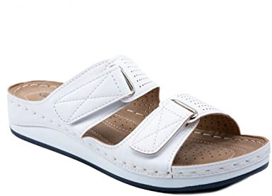 Primtex Mules orthopédiques Sabot Chausson Femme à Double lanières réglables Pied Sensible en Simili Cuir 36 au 41