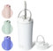 Bottle Bottle Insulated Travel Mug with Straw and Dual-use Lid Thermal Metal Coffee Cup 350ML(12oz) Stainless Steel Coffee Flask Tumbler with Handle Kids Water Bottles(White)