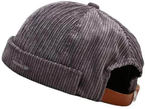 Faringoto Herren Skullies & Beanies Docker Hat Herren Trawler Fisherman Beanie Brimless Cap Rolled Cuff Retro Sailor Cap, GRAU, Einheitsgröße