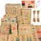 QOOSIKICC 7 Stück Geschenkpapier Kraftpapier, Geschenkpapier Geburtstag Packpapier, mit Doppelseitiges Klebeband, 10m Strohseil, Aufklebern, Braun Geschenkverpackung Papier, 70x 50cm