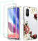Tothedu Handyhülle für Poco F3 5G/Mi 11X 5G/Redmi K40 Pro M2012K11AG Hülle mit Displayschutz aus gehärtetem Glas, süßes klares Blumenmuster Ganzkörper-Schutzhülle Hüllen für Xiaomi Redmi K40 (Blume)