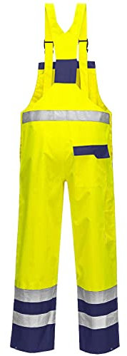 GA COMMUNICATIONS Men's Hi Vis Contrast Bib and Brace Dungarees - Waterproof Workwear Ulined Overall Dungarees Coveralls - Workwear Safety Jumpsuit(Yellow,XL)