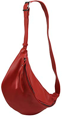 SH Leder echt Leder Damen Unisex Brusttasche für Festival Reise mittelgross Hüfttasche Crossbody Bag Frauen Ledertasche 37x21cm Fania G697 (Rot)