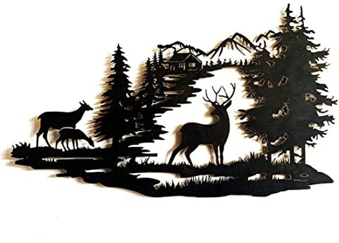 SouiWuzi Decorazione in Metallo, Arte della Parete di Montagna Foresta Scultura Appesa per Soggiorno