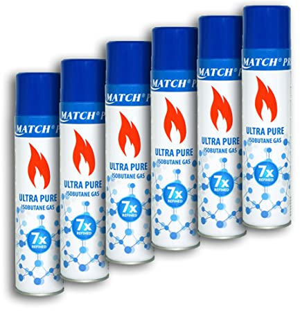 Premium Nachfüllgas - Butangas - Gas - Feuerzeuggas - Feuerzeug + 1 Feuerzeug (6 x Feuerzeuggas) (6)