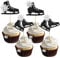 Gyufise 24Pcs Ice Skating Cupcake Toppers Glitter Ice Sports Theme Cupcake Picks for Skating Theme Baby Shower Kids Birthday Party Cake Decorations Supplies Black